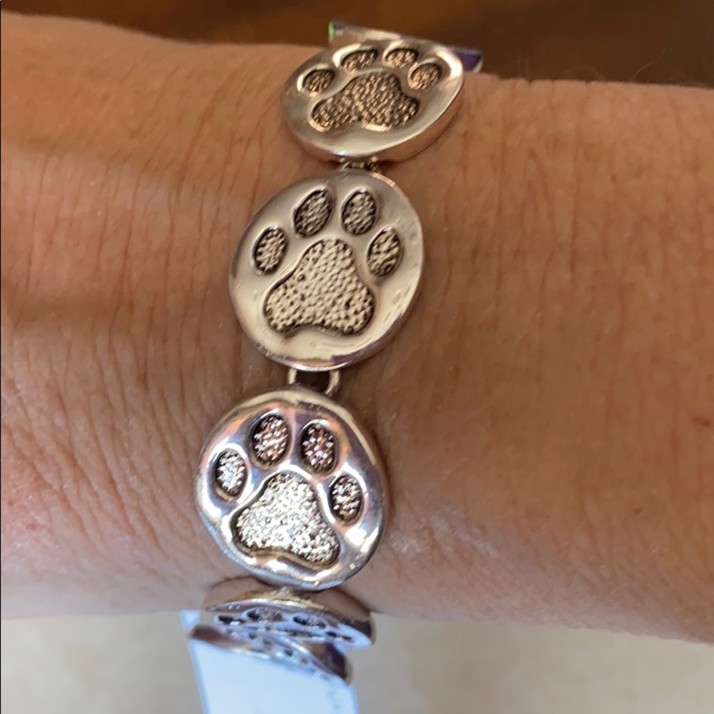 Silver Dog Paw print Bracelet